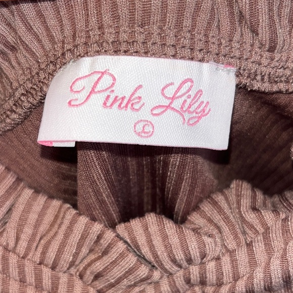 Pink Lily Ruffled Ribbed Bodysuit in Mauve - Picture 2 of 3